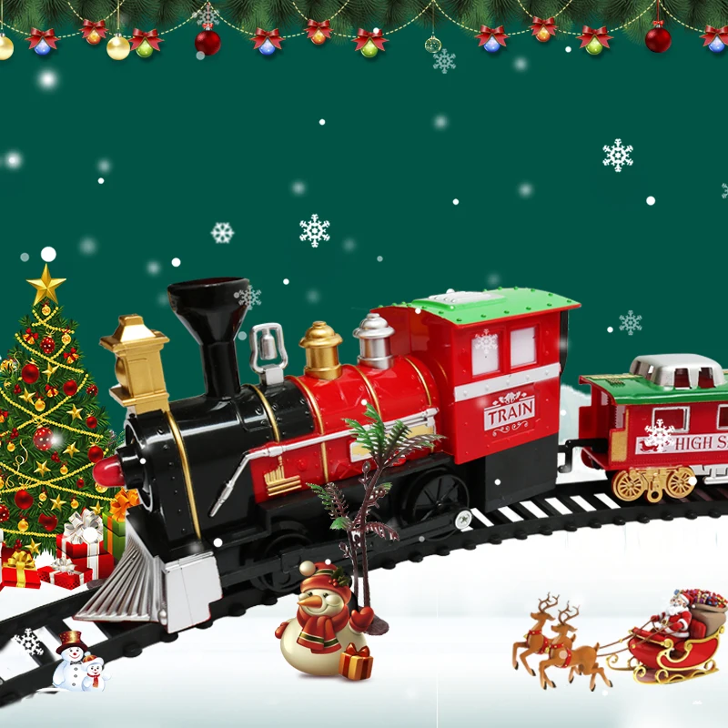 Christmas Electric Train Toys Children's Electric Railway Track Train Set Racing Road Transportation Building Toys For Xmas Gift