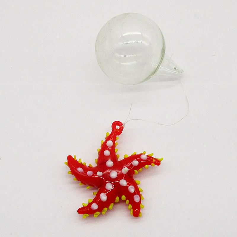 Custom Red Aquarium Floating Blown Glass Starfish Bubble Micro Fish Tank Landscape Ornament Decoration Aquatic Supplies | Дом и сад