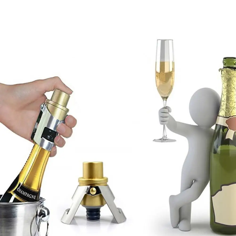 

Stainless Steel Champagne Stopper Cork Sparkling Wine Bottle Plug Sealer Push-Type Inflatable Cap Bottle Opener Bar Accessories