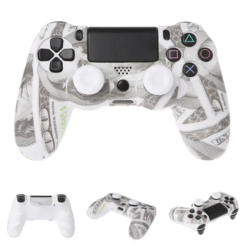 

US Dollar Pattern Silicone Gamepad Cover + 2 Joystick For PS4 Controller