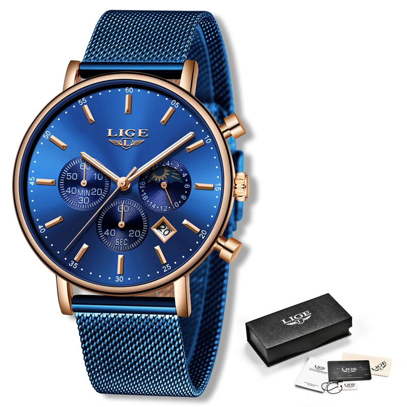 Lige Fashion Men Watches Male Top Brand Luxury Quartz Watch Men Casual Slim Dress Waterproof Sport-6