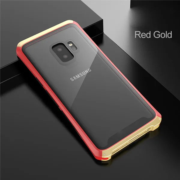Red Gold Роскошный металлический чехол S9 для samsung S9, металлический корпус, оправа закаленное стекло, защита от падения, чехол для samsung Galaxy S9, защитный чехол, Funda - Цвет: Red Gold