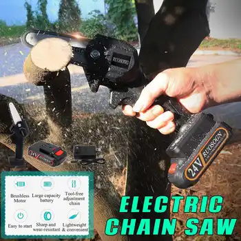 

Drillpro 1680W 24V Electric Saw Chainsaw Mini Portable One-Hand Saw Wood Cutters Bracket Brushless Motor with 1/2 Batterys