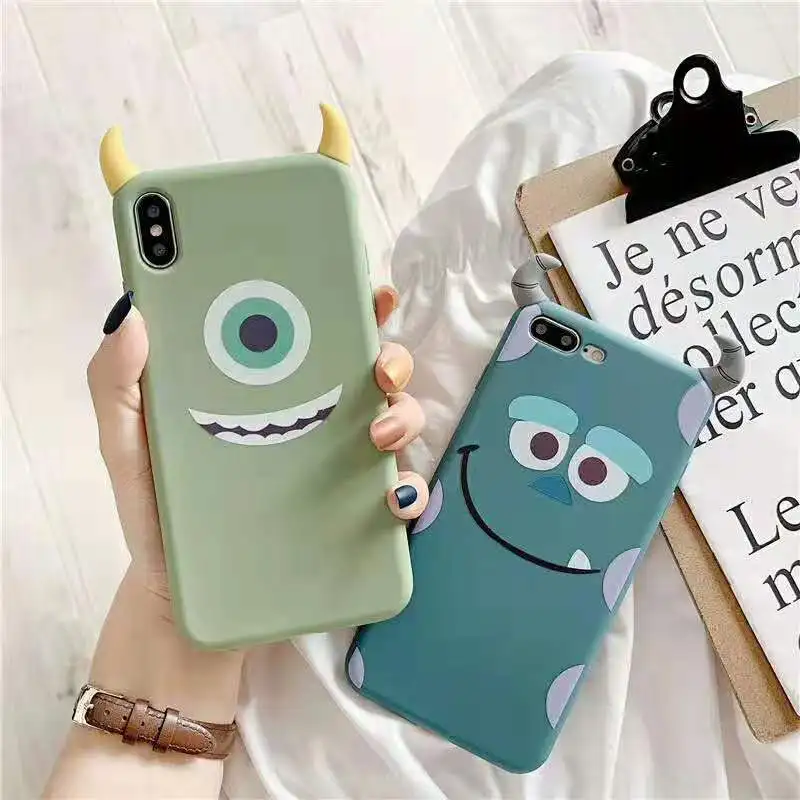 

3D Cartoon One-eyed Monsters Cute ear phone case for iPhone 6 6s 7 8 plus X XS XR XS MAX TPU Back Cover Cool Shell Shockproof
