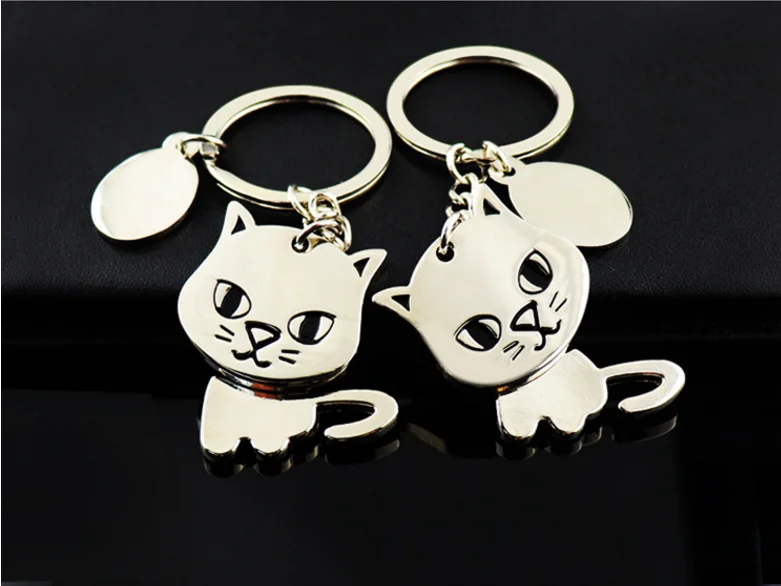 

Personalized Cat Keychain Customized Key Ring with Gift Box Free Engraved MT-0008 Over 10pcs Free With Customer Logo