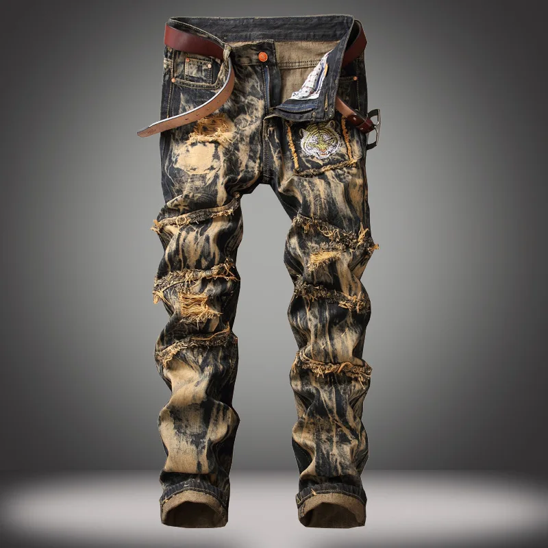 Denim Designer Hole Jeans High Quality Ripped for Men Size 28-38 40 42 2020 Autumn Spring HIP HOP Punk Streetwear Denim Designer Hole Jeans High Quality Ripped for Men Size 28-38 40 42 2020 Autumn Spring HIP HOP Punk Streetwear