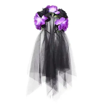 

1Pc Headband Rose Mesh Elegant Beautiful Halloween Prop Hair Hoop Halloween Supplies Party Costume for Halloween