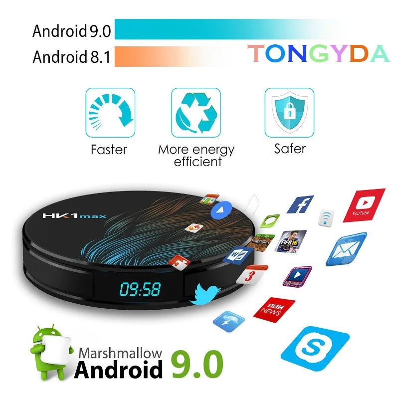 HK1 Max Smart tv Box Android 9 0 4 Гб 128 64 32 Rockchip 4K Wifi Netflix телеприставка медиаплеер 2Гб 16 ГБ