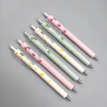 

Fruit style click+plugged gel ink pen 0.5mm black ink plastic material office style quality stationery 3pcs/lot