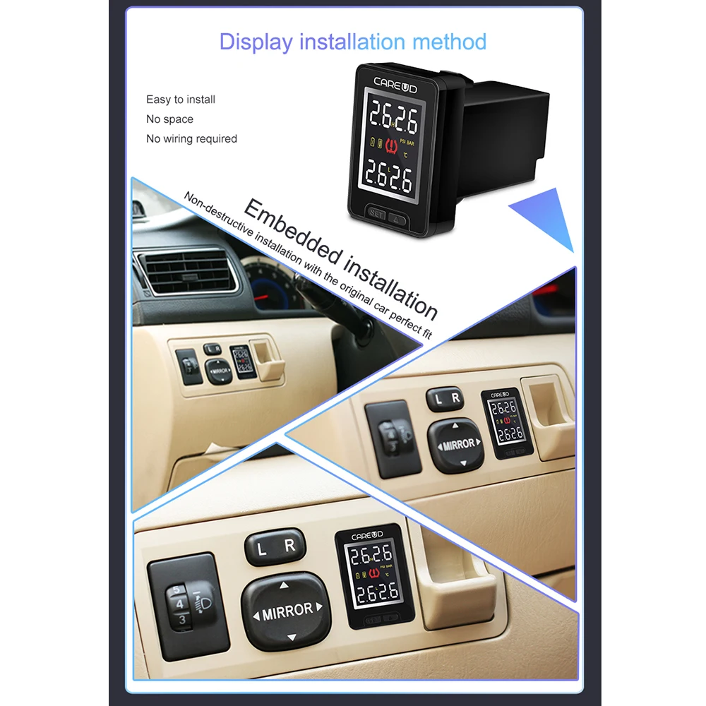 U912 TPMS беспроводная автомобильная система контроля давления в шинах с 4 внешними