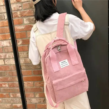 

Pink Backpack for Girls Teenage Corduroy Back Pack Women's Bags Casual Bagpack Female College Style Student School Bag 2020 New