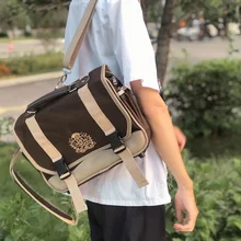 [lucky]3way wind chime grassland JK uniform bag double shoulder bag portable messenger DK bag cherry sauce Cooperation Fund
