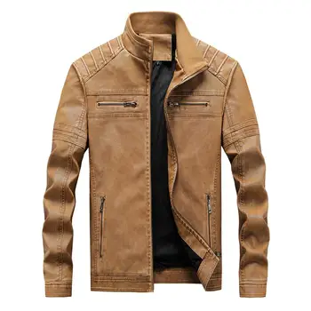 

2020 Autumn Winter Pilot Leather Pu Bomber Jacket Men New Military Flight Faux Jacket Motorcycle Male Leisure Coat Plus Size Hot
