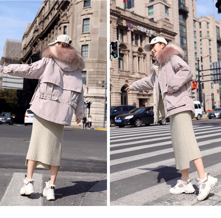 Winter New Style Raccoon Large Fur Collar Hooded down Feather Coat Women's Loose-Fit down Jacket Ysxy5866