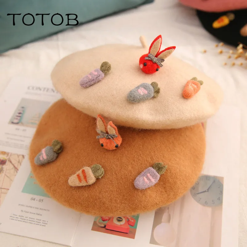 

Beret female Korean version of the wild England retro autumn and winter woolen cap Japanese sweet cute painter hat tide