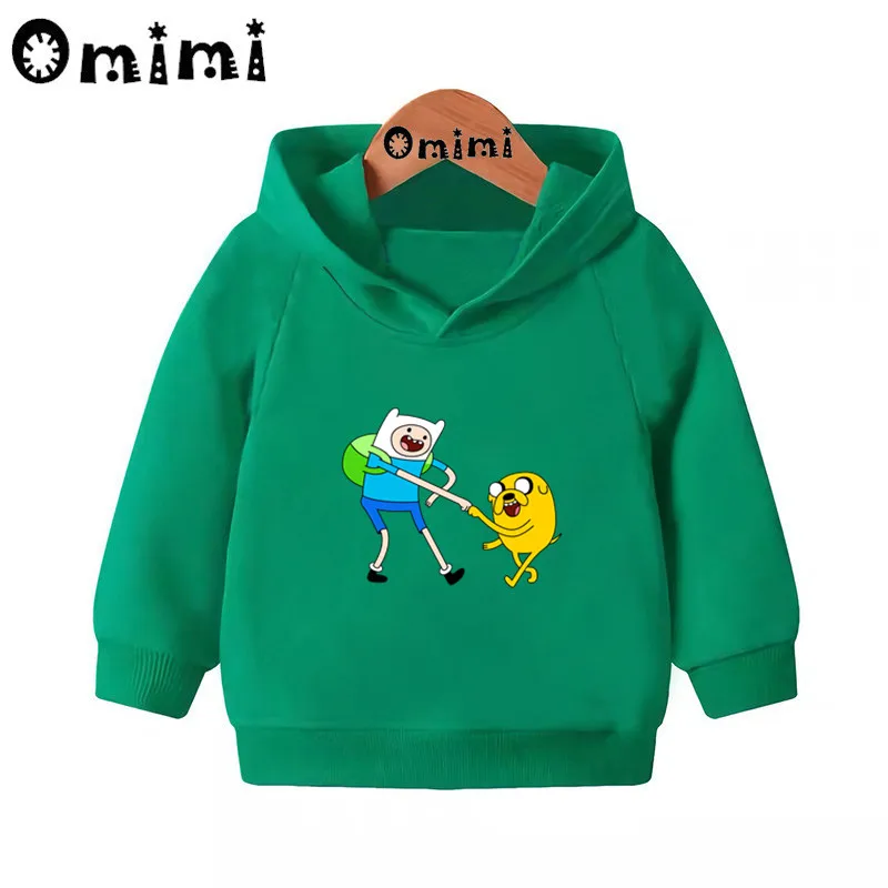 Adventure Time Finn& Jaker/забавные свитшоты; детские толстовки с капюшоном; крутой пуловер для малышей; топы для девочек и мальчиков; осенняя одежда; KMT5200