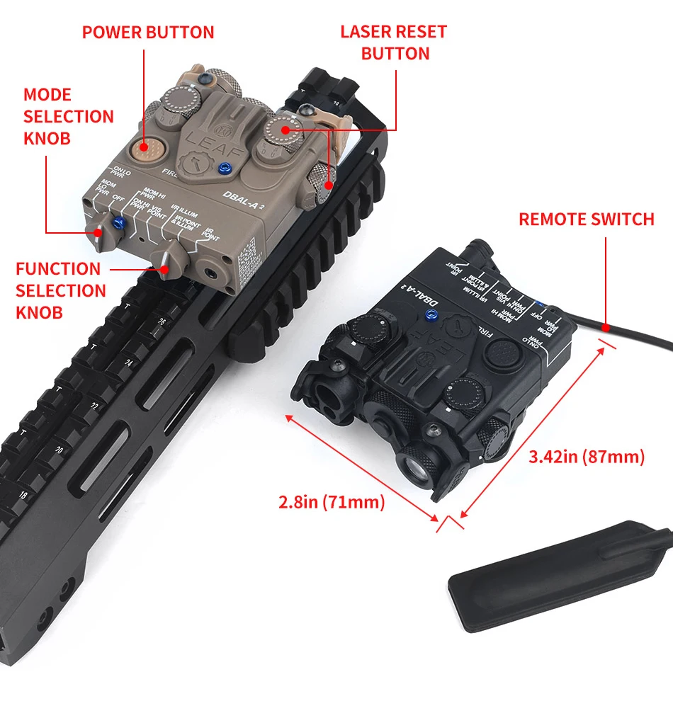 Vermelho com Mira Iluminação de Luz Branca com Montagem Wadsn Airsoft Tacital Mini Dbal-a2 Verde & Laser Led qd Caça Arma Luz Peq 12 & vermelho com mira laser led iluminação