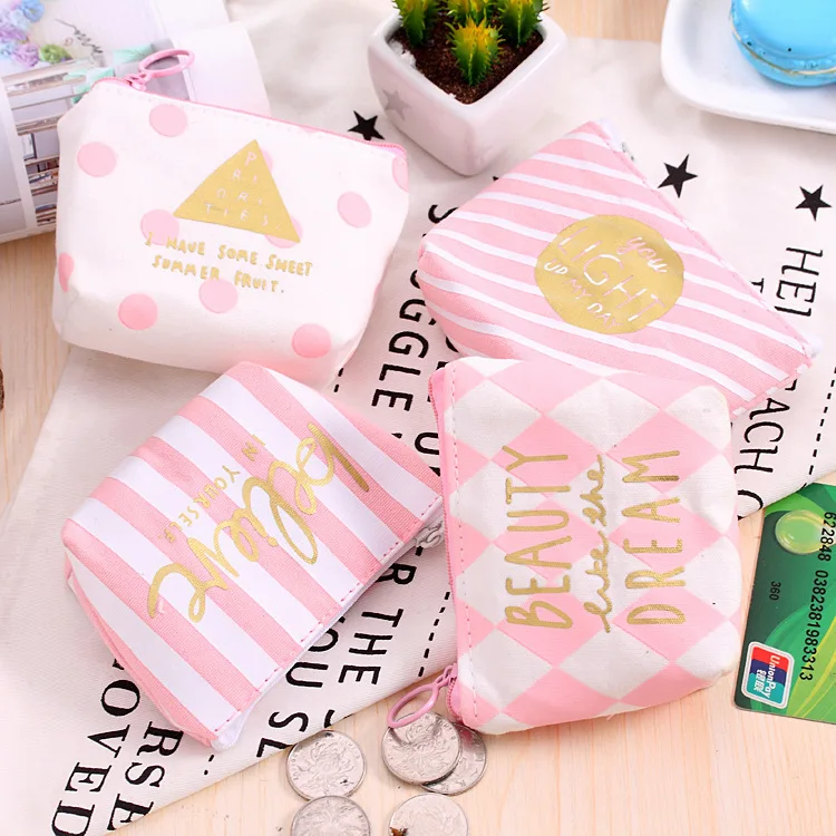 

Japanese Korean Children Purse Zipper Cute Coin Students Carrying Short Canvas Stationery Bag