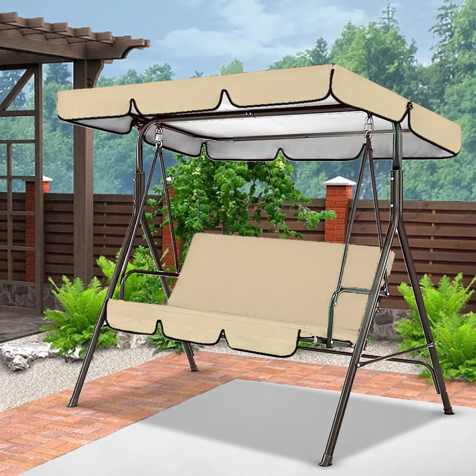 Schommelkap met zitkussen cover set, waterdichte winddichte schommel vervangende luifel cover zonnescherm voor veranda achtertuin tuin schommel stoel (rood, 195 x 125cm