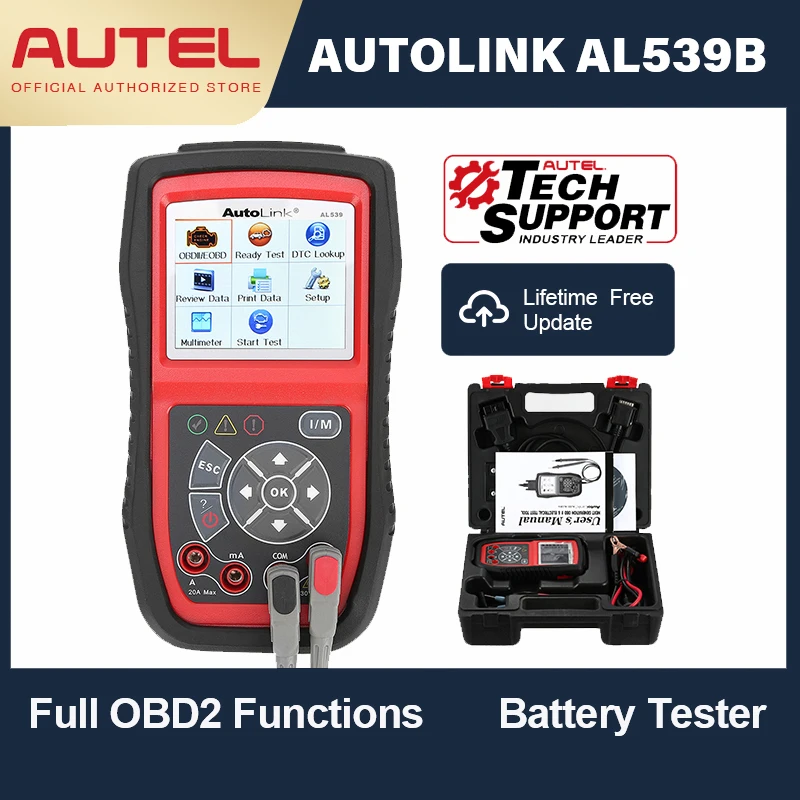Autel AutoLink AL539B OBD OBD2 автомобильный диагностический 12 В считыватель кодов анализатор