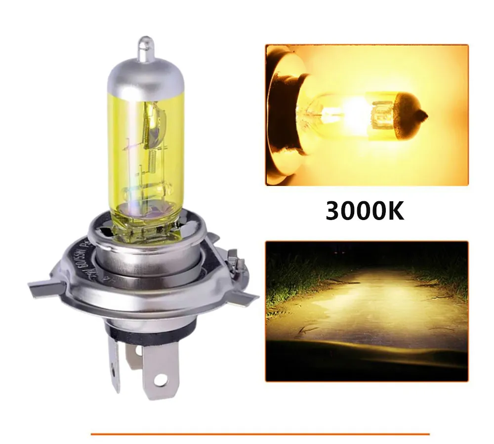 Супер белая желтая галогенная лампа H4 H7 12V 100W 3000K 4300K 6000K кварцевый стеклянный