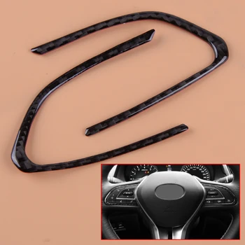 

beler Car Carbon Fiber Steering Wheel Button Frame Trim Fit for Infiniti Q50 Q50L 2018 2019