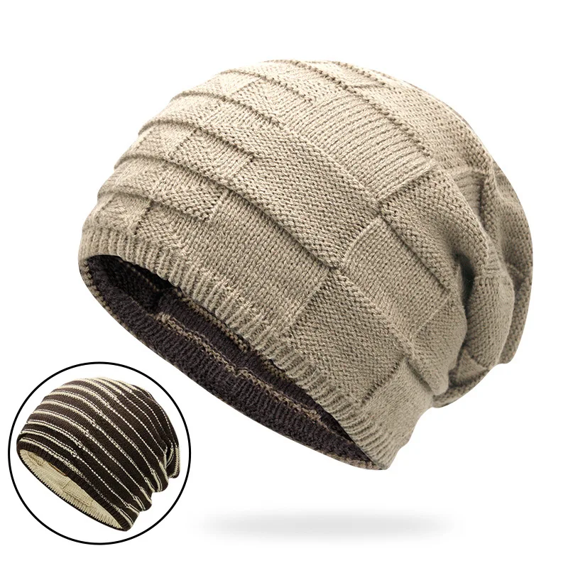 Solid color winter cap wool hat men Winter warm knitted hat ski hat Beanie hat women's hat Windproof and cold-proof Protect ears winter toque
