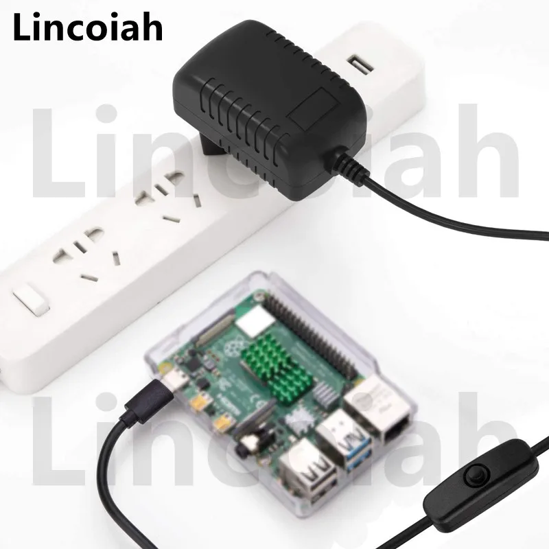 Universal Type-C USB Power Adapter Charger with Switch Button, AC 100-240V to DC 5V 3A Output