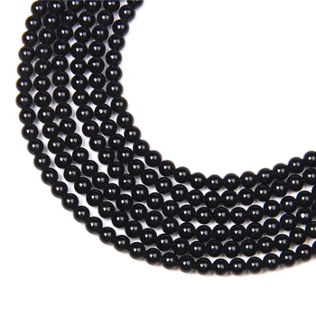 

4MM 100% Natural Black agates beads loose genuine Black small gem stone bead for women men jewelry making diy handmade bracelets