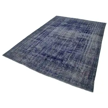 

212x299 Cm Blue Handmade Overdyed Rug-7x10 Ft