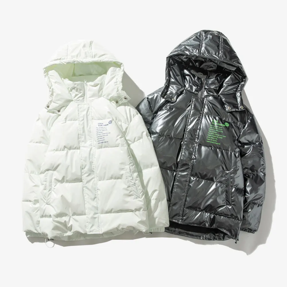 Зимняя одежда яркие толстые хлопчатобумажное пальто обувь для мужчин и женщин трендовые теплые свободного покроя с Капюшоном Хлопчатобумажная Куртка