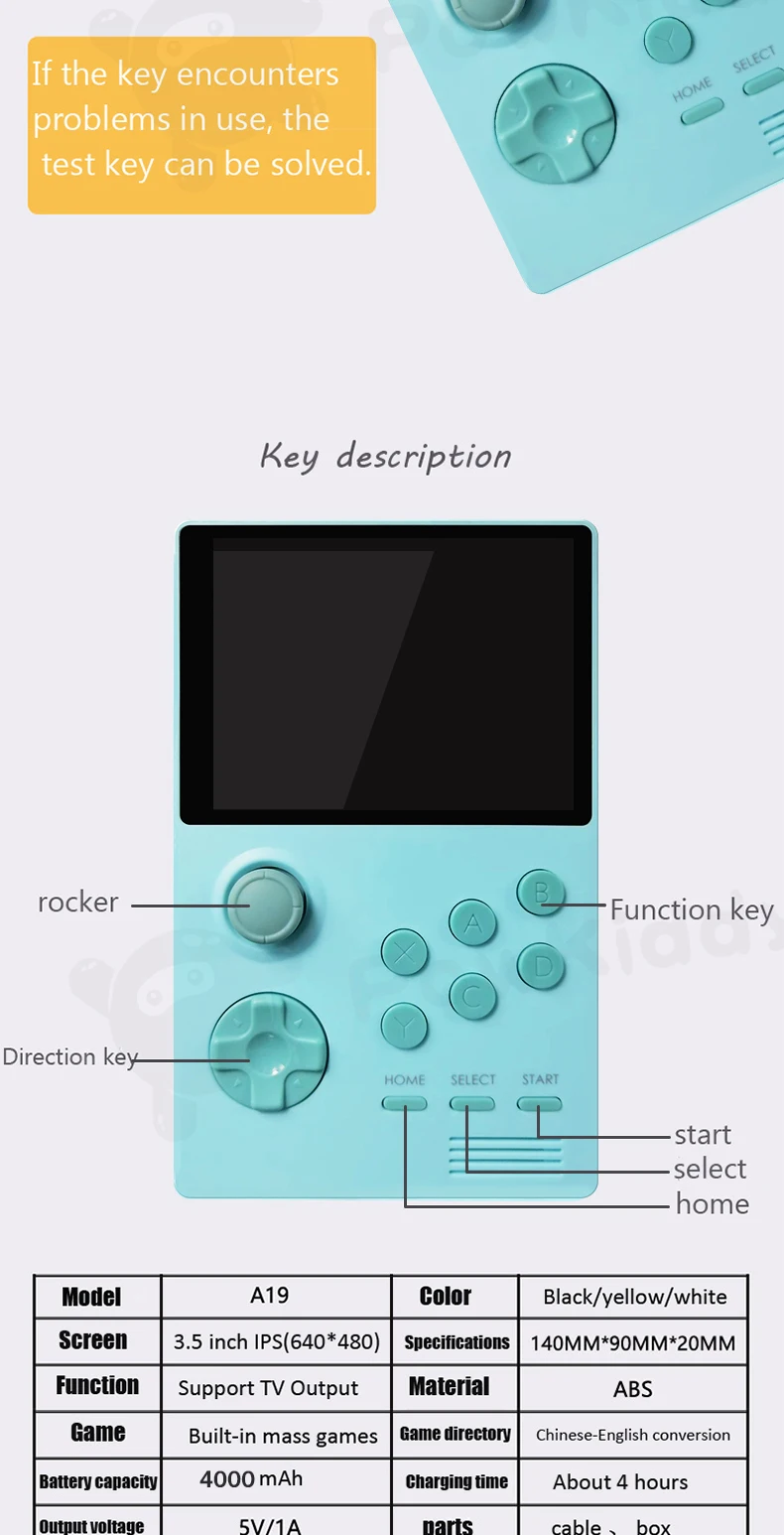 POWKIDDY A19 Pandora's Box Android supretro handheld game console IPS screen built-in 3000+games 30 3D new games WiFi download