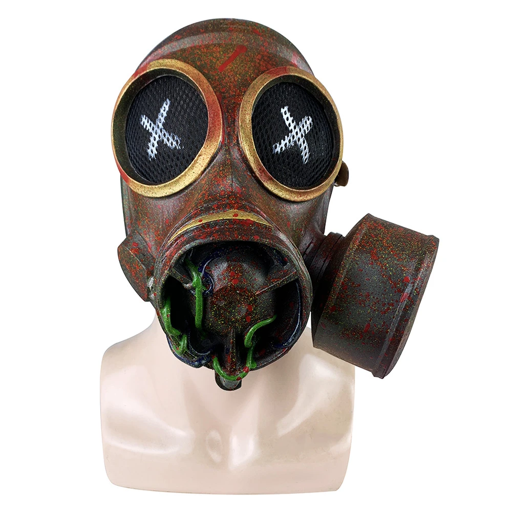 Leere Münze In Gefahr gas mask costume Warnung Vorbringen Idiom