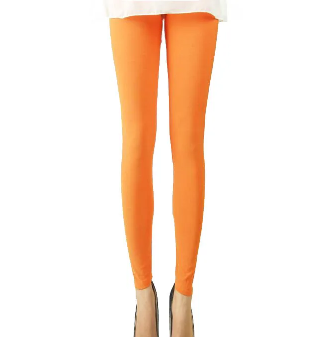 K036 Orange Леггинсы, женские одноцветные флуоресцентные блестящие штаны, леггинсы, большой размер, спандекс, блестящие эластичные повседневные брюки - Цвет: K036 Orange