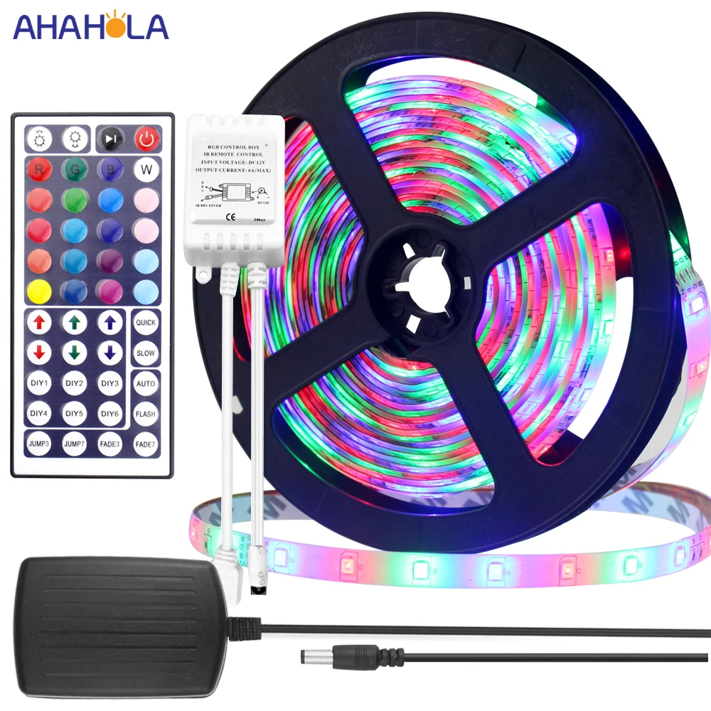 

SMD 2835 5m Rgb Led Strip Light with Remote Waterproof Fita De Led Rgb 12v Diode Tape Tira Led Rgb 12v Flexible Lights