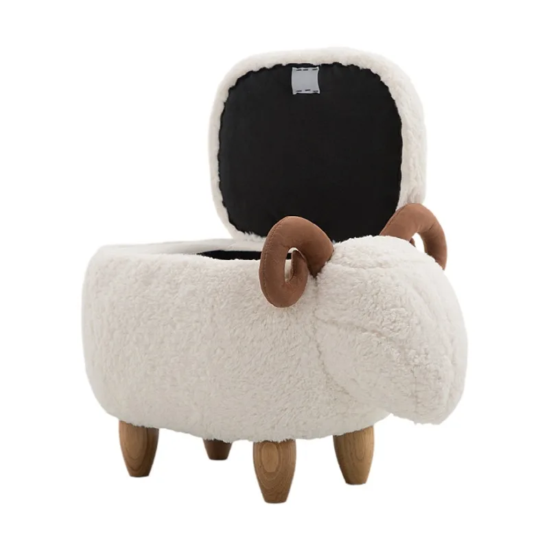 SheepStorageStoolAnimalOttomanFootrestStoolPaddedSeatwith