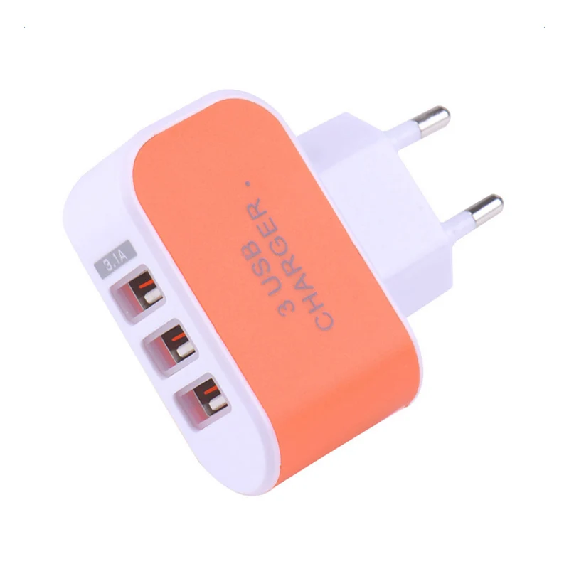 

Colorful USB Charger 3 Ports EU 5V Fast Charge Portable Wall Adapter Mobile Phone Micro Data Charging for Iphone Samsung Xiaomi