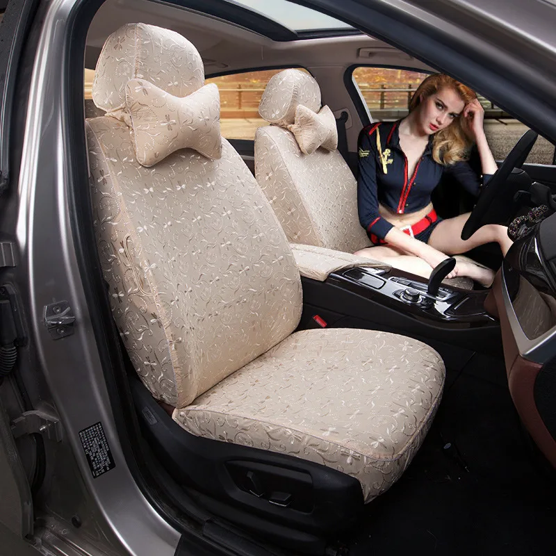 

Customize Car Seat Cover Thickened Lace Material Five-seat Cover Surrounded by All/Half For BMW Nissan Volkswagen Toyota Kia