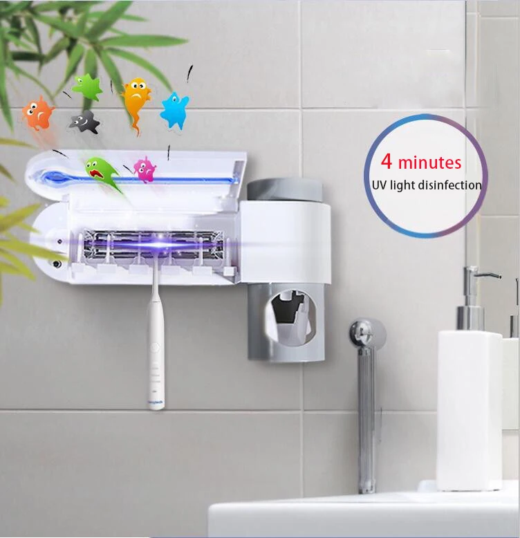 

Antibacteria UV Toothbrush Holder Automatic Toothpaste Dispenser Sterilize Home Cleaner Sterilize Bathroom Accessories Set 027