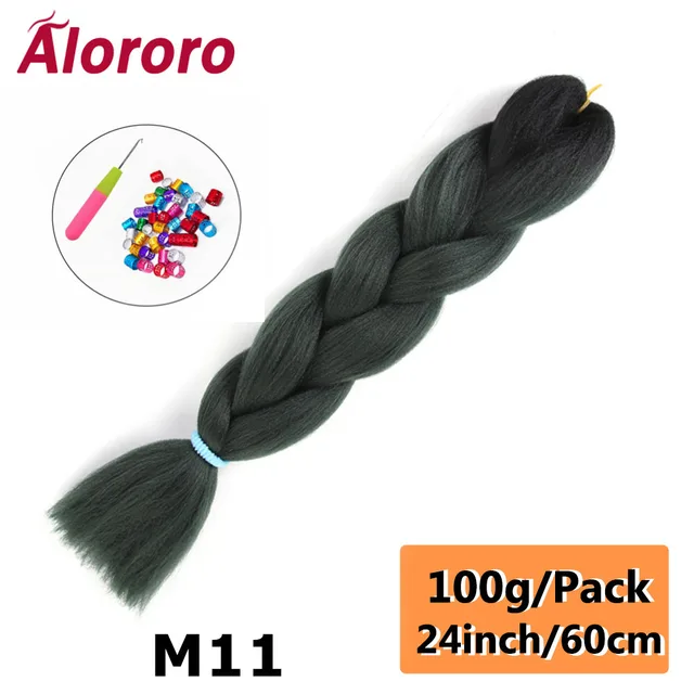 Alororo Synthetic Kanekalon Hair 24 Inch Ombre Extensions Hair for Braids Afro Blue Pink Purple Crochet Braiding Hair Wholesale 24inches-M11