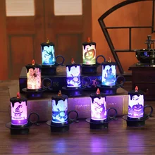 Besegad небольшая электрическая Светодиодная свеча свет работающие на аккумуляторе, беспламенные чайная лампа орнамент реквизит Хэллоуин украшение случайный цвет
