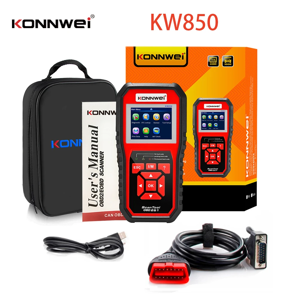KONNWEI KW850 Full OBD2 Auto Car Diagnostic Scanner OBD 2 Diagnostic Tools Check Engine O2 Sensor Battery Test OBDII Code Reader cheap car inspection equipment
