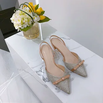 

2020 designer shoes package drill point with small bowknot stiletto sandals fashion fairy with glass slipper