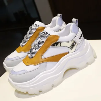 

QWEDF High Quality Trainers Women's Platform Sneakers Women Shoes Breathable Casual Women Chunky Sneakers Plus Size 35-39 F6-77