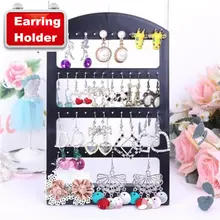 48 otworów Mini przenośny czarny akrylowy organizer biżuterii stojak wystawowy podstawka biurowa stylowy kolczyk uchwyt na kolczyk Etagere Showcase(China)