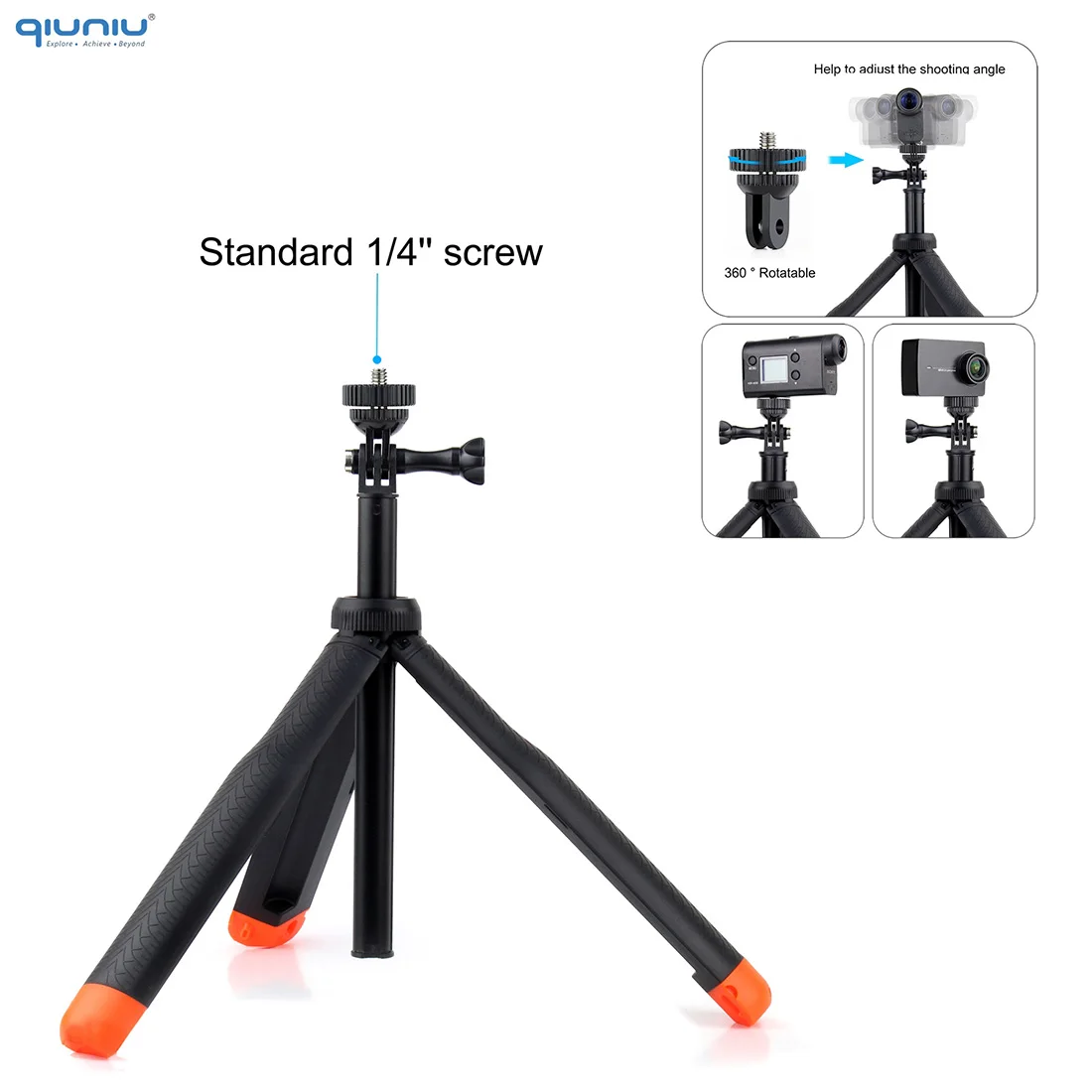 QIUNIU Floating Tripod Handle Grip Monopod Selfie Stick for GoPro