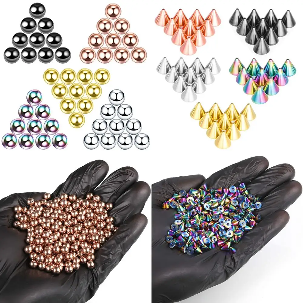 

10PCS Piercings Ball 3/4/5/6MM Surgical Steel Lip Nose Rings Navel Tongue Studs Earrings Clip Body Piercing Jewelry Accessories