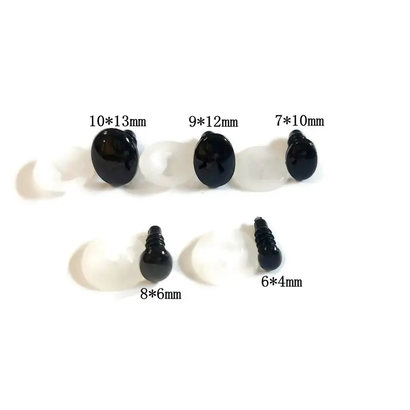 Oval Black Eyes For Teddy Bear Toy Safety Animal Eyes Amigurumi Doll Making Supply 6*4mm/8*6mm/7*10mm/9*12mm/10*13mm 20pcs/lot glass doll eyes doll eyes doll eyewear accessories doll accessories plush doll accessories
