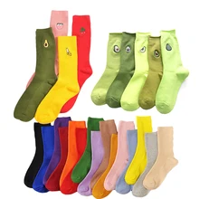 Yeadu/Новинка; милые хлопковые женские носки с фруктовым принтом; Meias; длинные разноцветные забавные Женские носочки с вышивкой в стиле ретро; Разноцветные чулки для девочек
