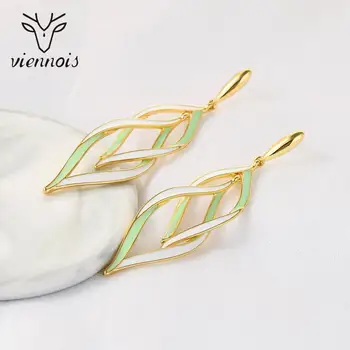 

Viennois Opal Drop Earrings for Women Mix Color Enamel Leave Earrings Korean Earrings Fashion Jewelry